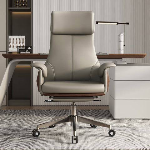 Italian Modern Minimalist Executive Swivel Chair (Beige)