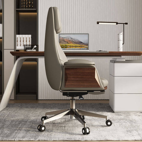 Italian Modern Minimalist Executive Swivel Chair (Beige)