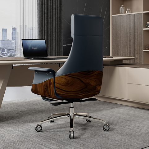 Luxury PU Leather Reclining Executive Office Chair- Black