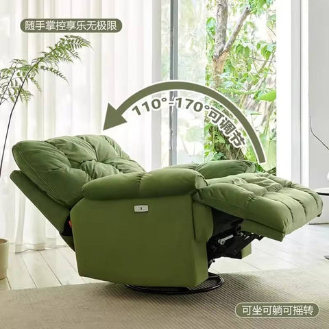 LuxeRelax Electric Swivel Recliner- Green