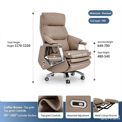 Luxury Electric Leather Executive Chair- Beige