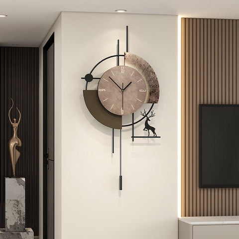 Modern Abstract Geometric Deer Pendulum Wall Clock