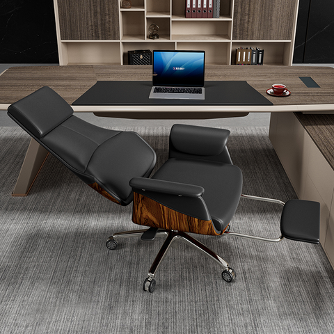 Luxury PU Leather Reclining Executive Office Chair- Black
