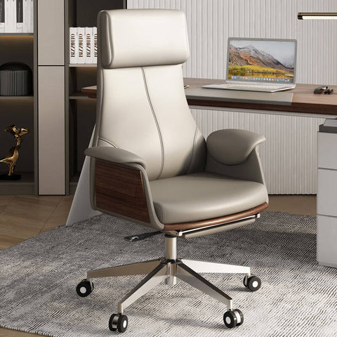 Italian Modern Minimalist Executive Swivel Chair (Beige)