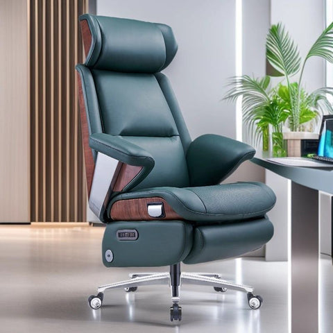 High-End Genuine Leather Executive Massage Chair- Dark Teal