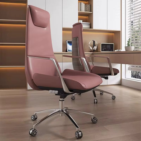 Luxury Mid-Back Executive Leather Office Chair - Red