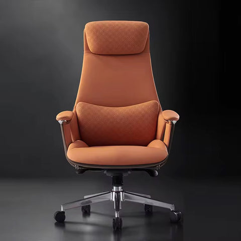 Luxury Handmade Leather Executive Boss Chair High Back - Orange