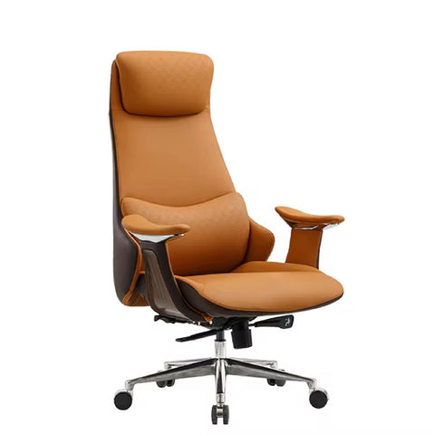 Luxury Handmade Leather Executive Boss Chair High Back - Orange
