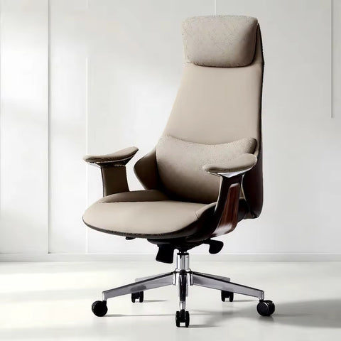 Luxury Handmade Leather Executive Boss Chair High Back - Khaki