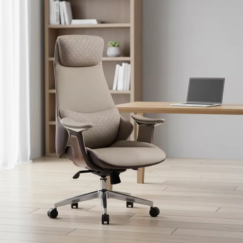 Luxury Handmade Leather Executive Boss Chair High Back - Khaki