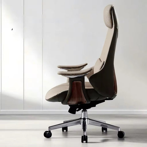 Luxury Handmade Leather Executive Boss Chair High Back - Khaki