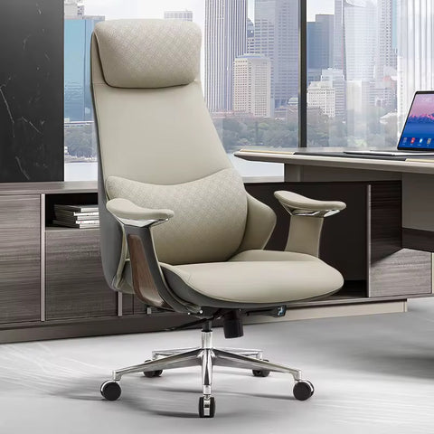 Luxury Handmade Leather Executive Boss Chair High Back - Khaki