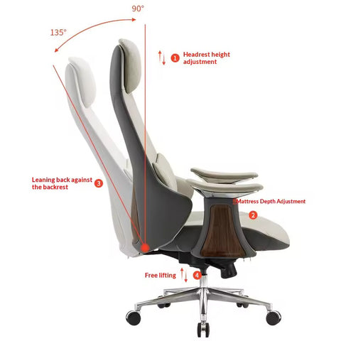 Luxury Handmade Leather Executive Boss Chair High Back - Khaki