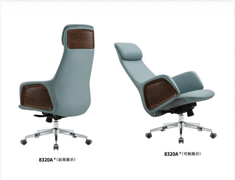 Luxury Handmade Leather Executive Boss Chair High Back - Light Blue