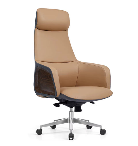 Luxury Handmade Leather Executive Boss Chair High Back - Khaki
