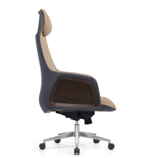 Luxury Handmade Leather Executive Boss Chair High Back - Khaki