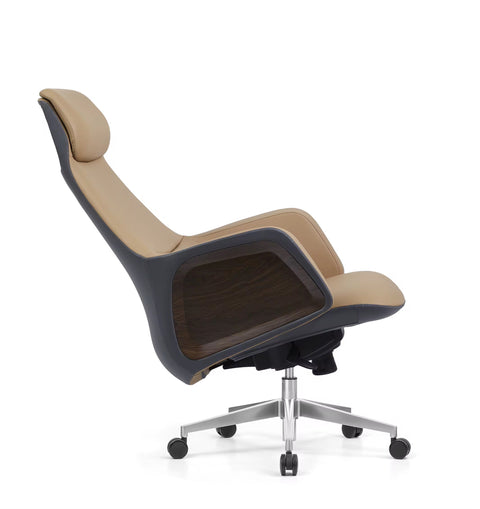 Luxury Handmade Leather Executive Boss Chair High Back - Khaki