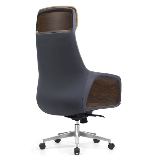 Luxury Handmade Leather Executive Boss Chair High Back - Grey