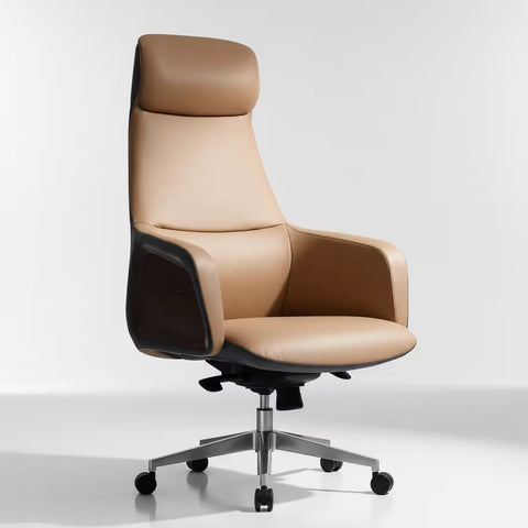 Luxury Handmade Leather Executive Boss Chair High Back - Khaki