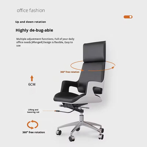 Modern Leather Office Chair with Headrest & Adjustable Height