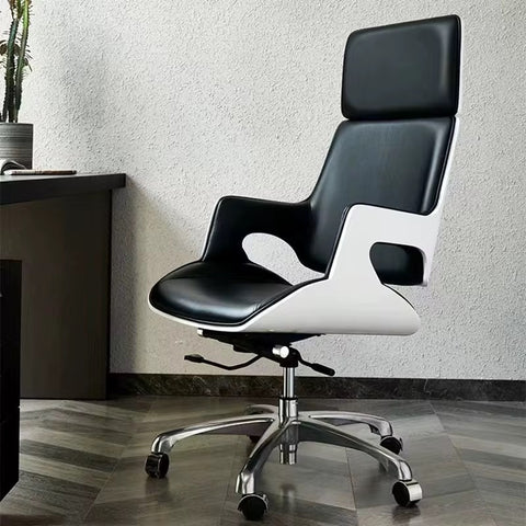 Modern Leather Office Chair with Headrest & Adjustable Height