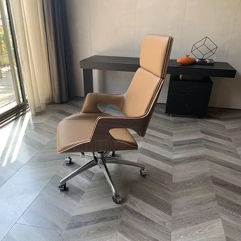 Modern Leather Office Chair with Headrest & Adjustable Height