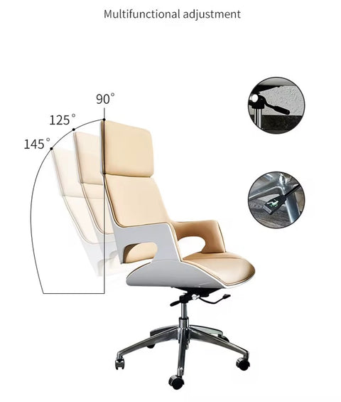 Modern Leather Office Chair with Headrest & Adjustable Height