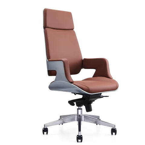 Modern Leather Office Chair with Headrest & Adjustable Height