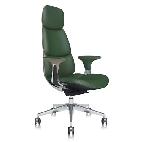 Luxury High-Back Leather Executive Office Chair with Wingback Design