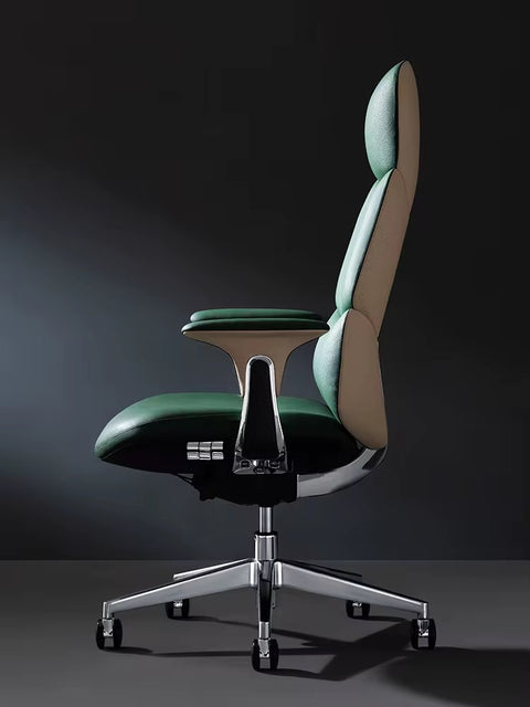 Luxury High-Back Leather Executive Office Chair with Wingback Design