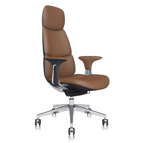 Luxury High-Back Leather Executive Office Chair with Wingback Design