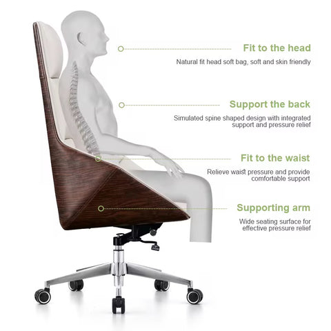 Modern Minimalist Executive Boss Chair – Comfortable Home Office Swivel Study Chair