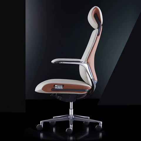 Italian Luxury Leather Executive Gray Office Chair