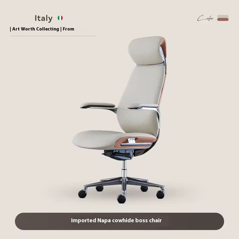 Italian Luxury Leather Executive Gray Office Chair