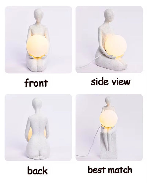 Abstract Resin Body Sculpture Moon Lamp