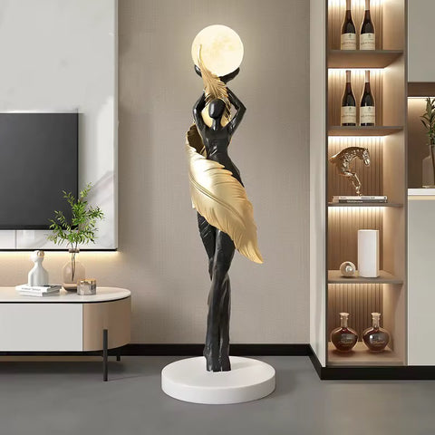 Large Art Deco Figure Floor Lamp