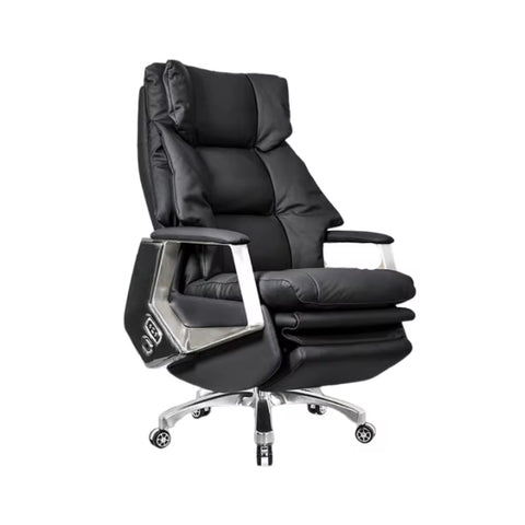 High-End Electric Leather Office Chair with Massage Function - Black