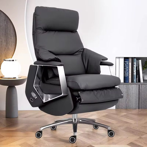 High-End Electric Leather Office Chair with Massage Function - Black
