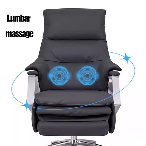 High-End Electric Leather Office Chair with Massage Function - Black