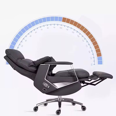 High-End Electric Leather Office Chair with Massage Function - Black