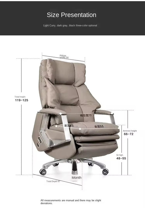 Executive Office Chair – Reclining Dual-Purpose Design - Light Coffee