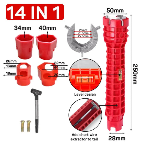 14 In 1 Faucet Sink Wrench Pipe