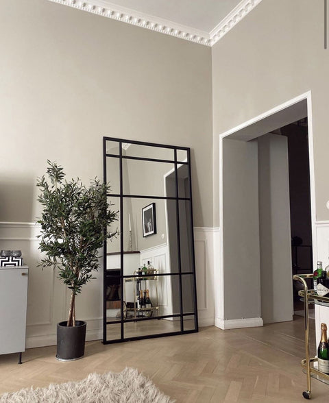 Industrial Grid Full-Length Leaner Mirror