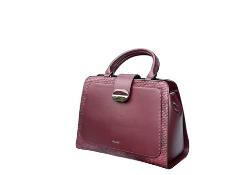 BAGCO Artisan Woven Frame Satchel- Burgundy