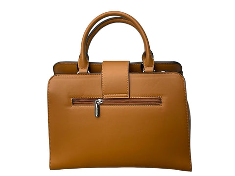 BAGCO Artisan Woven Frame Satchel- Brown