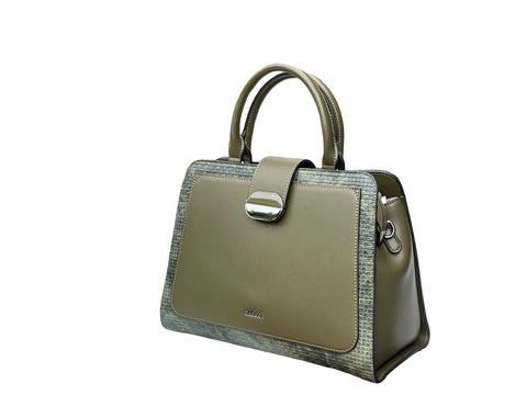 BAGCO Artisan Woven Frame Satchel- Sea Green