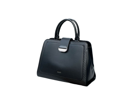 BAGCO Artisan Woven Frame Satchel- Black