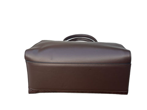 BAGCO Artisan Woven Frame Satchel- Dark Brown
