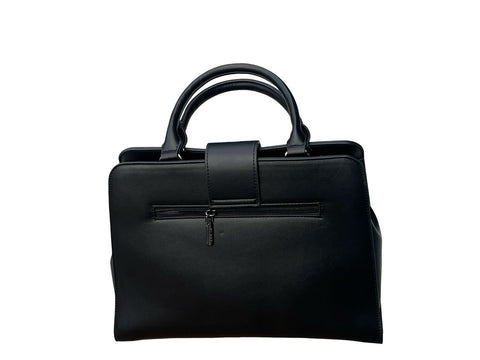 BAGCO Artisan Woven Frame Satchel- Black