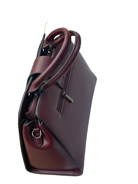 BAGCO Artisan Woven Frame Satchel- Burgundy